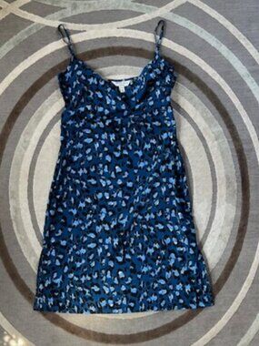Brave Soul London Blue Cheetah Print Flowy Dress Woman's Size Medium